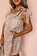 Load image into Gallery viewer, Orange Rose Floral Knotted Straps Tiered Babydoll Dress
