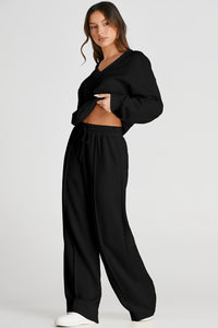 V-Neck Top and Pants Active Set