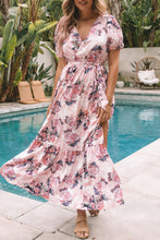 Load image into Gallery viewer, Womens Maxi Dress | Pink Floral Puff Sleeve High Waist Maxi Dress | Dresses/Floral Dresses
