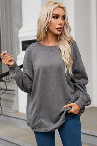 Gray Exposed Seam Twist Open Back Oversized Sweatshirt