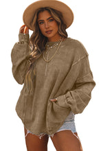 Load image into Gallery viewer, Oversized Sweatshirt | Khaki Exposed Seam Twist Open Back
