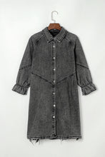 Load image into Gallery viewer, Denim Mini Dress | Gray Buttoned Long Sleeve
