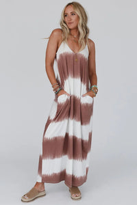 Maxi Dress | White Striped Tie Dye Dress