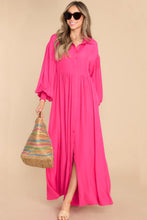 Load image into Gallery viewer, Rose Bubble Sleeve Shirt Maxi Dress | Dresses/Maxi Dresses
