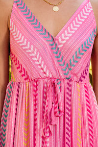 Pink Western Printed Tassel Tie V Neck Wrap Maxi Dress | Dresses/Maxi Dresses