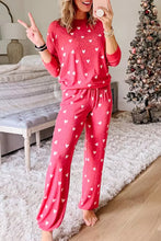 Load image into Gallery viewer, Lounge Set | Fiery Red Heart Print Pants Set
