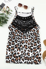 Load image into Gallery viewer, Leopard Print Lace Patchwork Spaghetti Strap Cami Top
