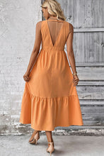 Load image into Gallery viewer, V-Neck Dress | Open Back Decorative Button Dress
