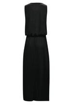 Load image into Gallery viewer, Black Solid Sleeveless Tunic Maxi Dress with Split
