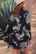 Load image into Gallery viewer, Black Leopard Print Button-up Long Sleeve Shirt Mini Dress | Dresses/Mini Dresses
