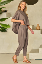 Load image into Gallery viewer, Crop Pants Set | Taupe High Low Boxy Fit Tee and Pants
