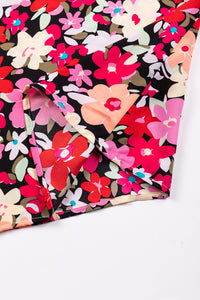 Rose Printed Frilled Neck Shirred Bracelet Sleeve Floral Blouse | Tops/Blouses & Shirts