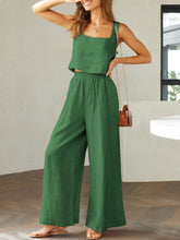 Load image into Gallery viewer, Womens Pants Set-Square Neck Top and Wide Leg Pants Set | pants set
