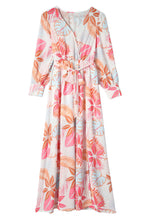 Load image into Gallery viewer, Maxi Dress | Tropical Plant Print Long Sleeve Wrap Dress
