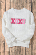 Load image into Gallery viewer, Pullover Sweatshirt | White XOXO Glitter Chenille Cable Knit
