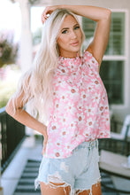 Load image into Gallery viewer, Pink Sweet Floral Print Ruffle Trim Blouse | Tops/Blouses &amp; Shirts
