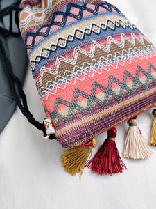 Canvas Backpack Bag | Tassel Geometric Canvas Backpack