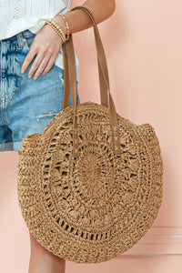 Camel Bohemian Straw Woven Round One Shoulder Bag | Shoes & Bags/Shoulder Bags