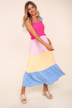 Load image into Gallery viewer, Maxi Dress | Smocked Color Block Tiered Cami Dress
