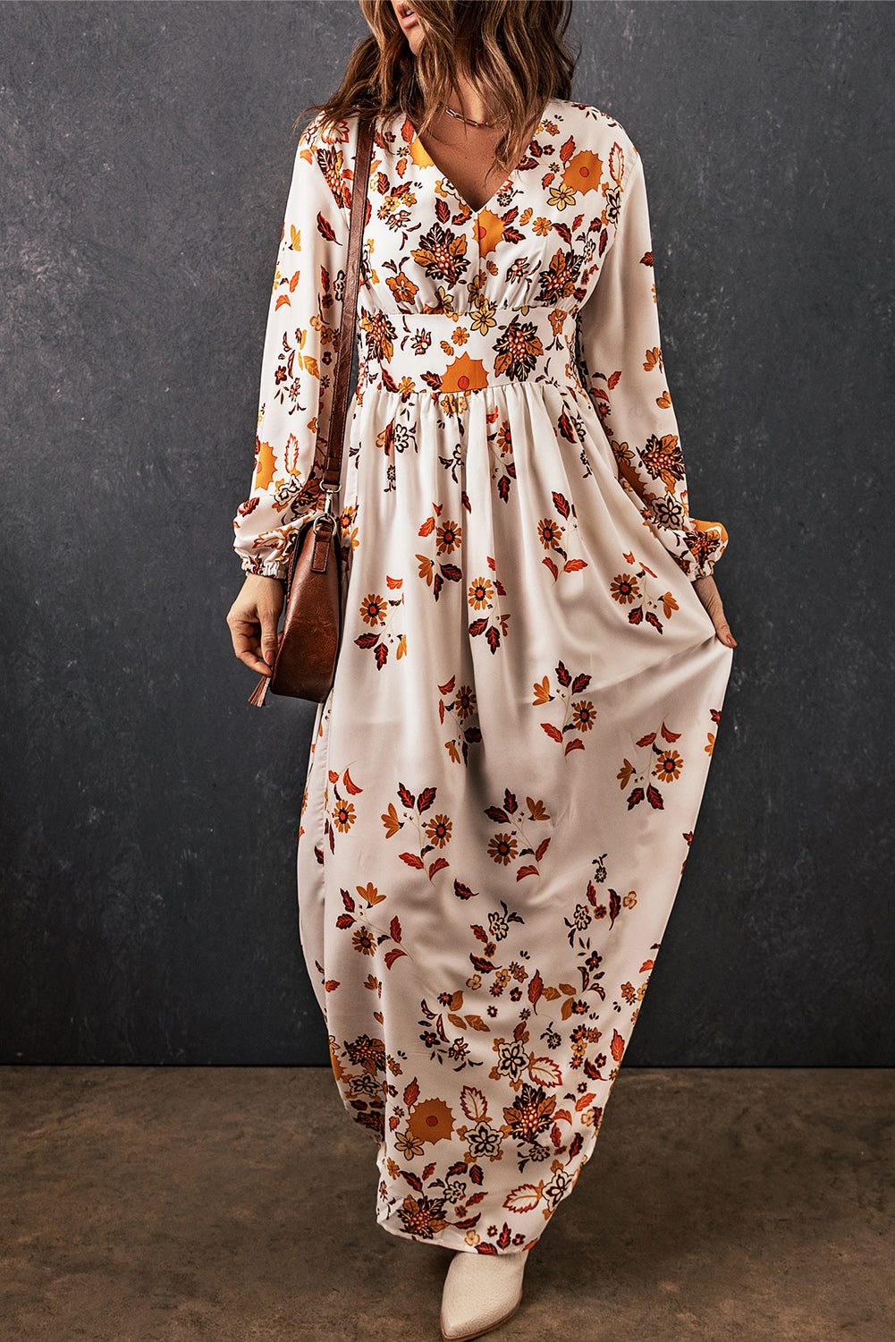 Maxi Dress | Floral V-Neck Long Sleeve