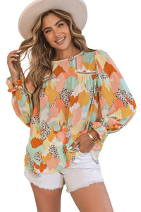 Pink Abstract Printed Long Sleeve Blouse | Tops/Blouses & Shirts