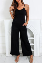 Load image into Gallery viewer, Jumpsuit | Black Patch Pockets Spaghetti Strap Wide Leg
