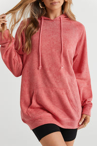 Mineral Wash Kangaroo Pocket Drawstring Pullover Hoodie | Tops/Sweatshirts & Hoodies