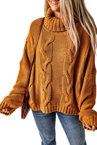 Cuddle Weather Cable Knit Handmade Turtleneck Sweater | Tops/Sweaters & Cardigans