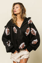 Load image into Gallery viewer, Football Hoodie | Sequin Football Half Zip Hoodie
