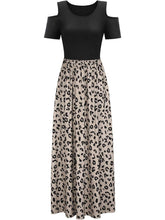 Load image into Gallery viewer, Cold Shoulder Dress | Leopard Round Neck Dress
