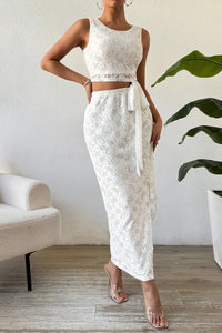 Top Skirt Set | Lace Round Neck Top & Skirt