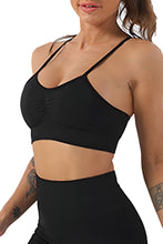 Load image into Gallery viewer, Black Adjustable Spaghetti Strap Sports Bra | Activewear/Sports Tops
