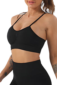 Black Adjustable Spaghetti Strap Sports Bra | Activewear/Sports Tops