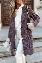 Load image into Gallery viewer, Pink Plaid Lapel Collar One Button Midi Coat | Outerwear/Coats
