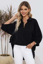 Load image into Gallery viewer, Black 3/4 Puff Sleeve Oversize Shirt | Tops/Blouses &amp; Shirts
