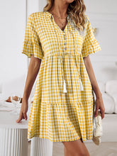 Load image into Gallery viewer, Mini Dress | Plaid Flounce Sleeve Buttoned
