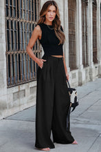 Load image into Gallery viewer, Black Pleated Elegant Wide Leg Pants | Bottoms/Pants &amp; Culotte
