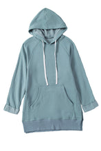 Load image into Gallery viewer, Blue Kangaroo Pocket Oversized Hoodie with Slits | Tops/Sweatshirts &amp; Hoodies
