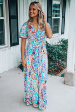 Load image into Gallery viewer, Green Wrap V Neck Floral Maxi Dress | Dresses/Floral Dresses
