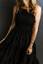 Load image into Gallery viewer, Maxi Dress | Black Spaghetti Straps Smocked Pleated Dress
