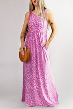 Load image into Gallery viewer, Womens Maxi Dress | Rose Leopard Print Pocketed Sleeveless Maxi Dress | Dresses/Maxi Dresses
