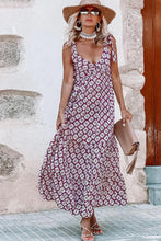 Load image into Gallery viewer, Maxi Dress | Purple Western Geometric Print V Neck Long Dress
