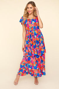 Maxi Dress | Floral Ruffled Dress with Side Pockets