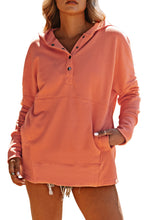 Load image into Gallery viewer, Orange Batwing Sleeve Pocketed Henley Hoodie | Tops/Sweatshirts &amp; Hoodies
