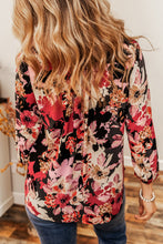 Load image into Gallery viewer, Red Floral Print Button Up Casual Shirt | Tops/Blouses &amp; Shirts
