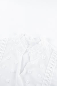 White Swiss Dot Split Neck Ruffle Babydoll Blouse | Tops/Blouses & Shirts