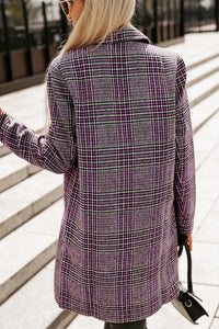 Pink Plaid Lapel Collar One Button Midi Coat | Outerwear/Coats