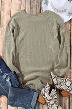 Load image into Gallery viewer, Pullover Sweatshirt | Green Solid Ribbed Knit Round Neck
