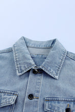 Load image into Gallery viewer, Sky Blue Acid Wash Flap Pocket Boyfriend Shacket | Outerwear/Denim jackets
