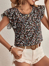 Load image into Gallery viewer, Cap Sleeve Top | Floral Round Neck Cap Sleeve Blouse
